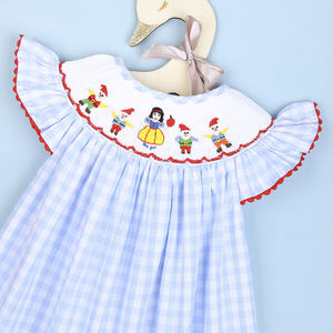 Robe d'évêque décontractée adorable pour fille, OEM ODM, robe smock pour enfants, ensemble d'hiver personnalisé pour enfants, broderie, sans manches, midi, 100% - Product Image 1