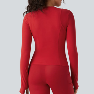 เสื้อออกกำลังกายแขนยาว ดีไซน์เว้าคอแบบเลเซอร์ ทรงปกติ สำหรับผู้หญิง เหมาะสำหรับโยคะ วิ่ง ระบายอากาศได้ดี เป็นมิตรกับสิ่งแวดล้อม ซึมซับเหงื่อได้ดี ใส่สบายตลอดวัน - Product Image 2