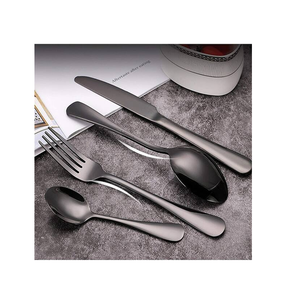 Cuchara de cubiertos de acero con espejo para restaurante, Hotel, cuchara de cena clásica de Metal negro, juego de cuchara para servir, venta directa de fábrica - Product Image 4