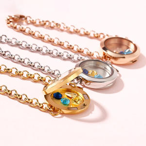 Jeulia Stainless Steel Engraved Floating <b>Locket</b> Bracelet with Charms and Birthstones - Product Image 3