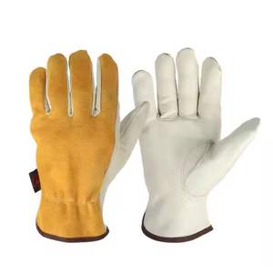 Guantes DE TRABAJO estilo conductor para hombre Función antideslizante de cuero dividido de cerdo amarillo - Product Image 1