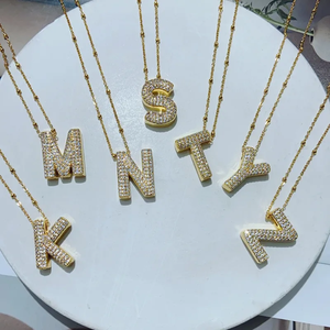 Collier pendentif en acier inoxydable 304 plaqué or 18 carats moderne avec zircon, lettre électro-plaquée, pour un usage décontracté, bijoux de mode pour femmes - Product Image 6