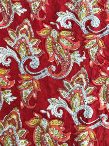 Tissu en coton imprimé à la main, motif floral paisley rouge |   Textile indien traditionnel - Product Image 3