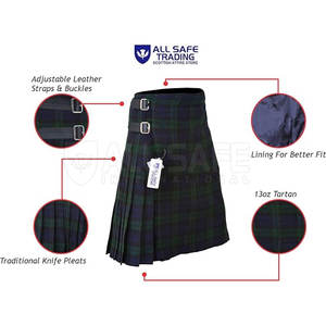 Kilts híbridos escoceses para hombre, ropa de calle de tendencia inspirada en el diseño plisado de tartán, ropa de moda europea moderna - Product Image 3
