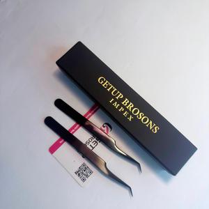แหนบดึงขนตา Getup Brosons Impex สแตนเลสสตีล ป้องกันไฟฟ้าสถิต ปลายเรียบเคลือบพลาสม่าสีดำ ขนาด 10 มม. - Product Image 1