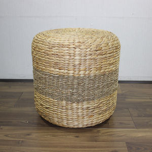 Pouf Ottoman en Jacinthe d'Eau Comehome Décoration d'Intérieur Fait Main Écologique - Product Image 1