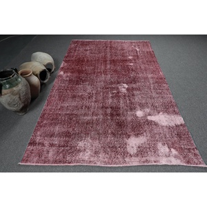 พรมวินเทจขนาดใหญ่ 5x8.4 ฟุต พรมตุรกี พรมลายสัตว์สีแดง - Product Image 1