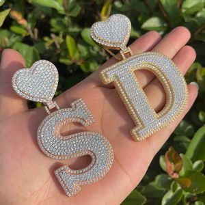 Pendentif personnalisé en forme de lettre d'alphabet avec cœur, collier personnalisé avec nom, diamant cultivé en laboratoire, pendentif hip hop - Product Image 6