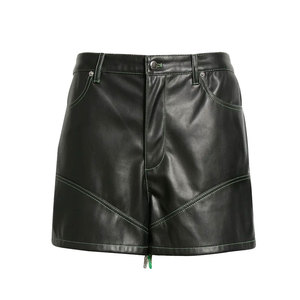 Short en cuir pour hommes à la mode avec fermeture à glissière et ceinture réglable Short en cuir pour hommes classiques - Product Image 1