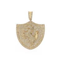 Pendentif Bouclier de Cheval Tendance Style Hip Hop en Diamant de Laboratoire VVS, Argent Sterling 925 Glacé, 8-9 carats, Certifié IGI, Idéal pour les Soirées