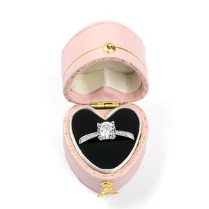 Jeulia Vintage Paper Jewelry <b>Box</b>-Pink Heart Shaped <b>Ring</b> <b>Box</b> for Romantic Gifts - Product Image 2