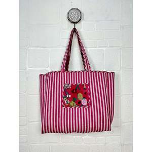 Bolsa de Mano Grande Reversible Acolchada de Terciopelo y Algodón, Estilo Boho, Ecológica, Resistente, para Compras, Playa y Fines de Semana, Color Ocre - Product Image 5