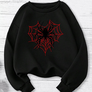 Sweat à capuche à manches longues imprimé toile d'araignée style gothique occidental automne 2026 - Product Image 1