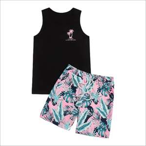 Ensemble d'été personnalisé pour homme - T-shirt respirant en polyester/coton et short assorti avec logo imprimé numériquement pour le sport, la gym et les tenues décontractées - Product Image 1