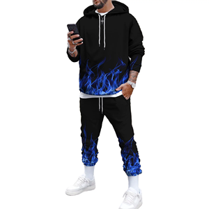 Chándal atlético con capucha para hombre, conjunto de tops y pantalones sueltos informales, chándal de entrenamiento para correr para hombre - Product Image 1