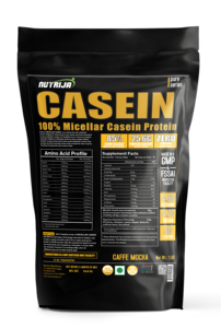 NutriJa 1LBS Caseína micelar 85% Polvo de proteína nocturna de digestión lenta con enzimas digestivas añadidas para adultos-Caffe Mocha Flavor - Product Image 1
