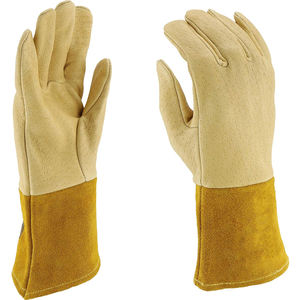 Gants de travail en cuir de vachette de haute qualité imperméables et de protection de sécurité pour le soudage et la conduite disponibles dans toutes les tailles - Product Image 1