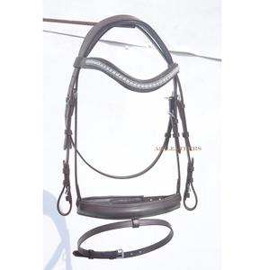 Brida De Filete de caballo con material de cuero de cadena de piedra blanca Stellex disponible en negro y marrón - Product Image 1