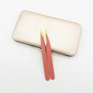 Pince à cils durable en acier inoxydable pince à cils gravée en coeur pince à épiler Plasma Gold Point faux cils ascenseur - Product Image 2