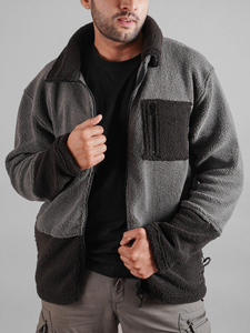 Venta caliente de los hombres de invierno Sherpa prendas de vestir exteriores de alta calidad de lana Polar chaqueta bordada Logo cálido espesar cierre de cremallera - Product Image 6