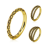 Prix de gros 316F en acier inoxydable écailles or PVD charnière Segment anneau en gros cerceau Septum Piercing bijoux pour femmes hommes