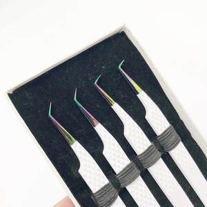 Outil d'extension de cils en acier inoxydable de haute qualité à poignée diamantée 45 90 degrés arc-en-ciel fibre pointes pointues pince à épiler durable - Product Image 5