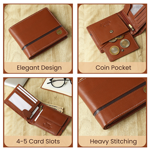 WRIZA <b>Men's</b> Genuine Leather <b>Wallet</b> | Black Zipper Closure <b>RFID</b> Blocking Minimalist Style Durable PC Card Slots 2 Currency - Product Image 6