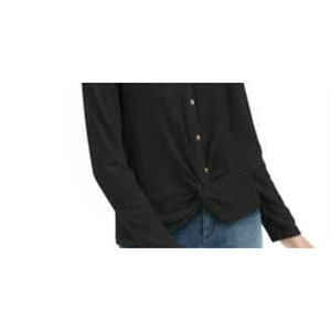 Hippie Rose Top da Ufficio da Donna, Top in Raso Lavorato a Maglia con Bottoni Frontali e Ricami, Taglia XS, Nero - Product Image 3