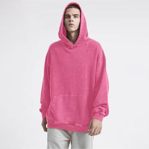 Sweat-shirts à capuche en coton lourd 420 g/m², lavage à l'acide, logo personnalisé, hommes, surdimensionné, uni, gris foncé, vintage, lavé à l'acide, OEM 2026 - Product Image 4