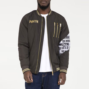 Chaqueta Bomber de lona pesada para hombre, a la moda parches bordados, cuello levantado, diseña tu propia ropa para exteriores, popular en línea - Product Image 2