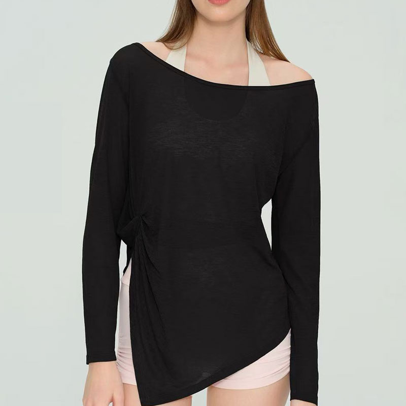 Women Breathable Off-Shoulder Solid Yoga Top Lightweight Sportswear Workout Custom OEM/ODM Activewear Factory