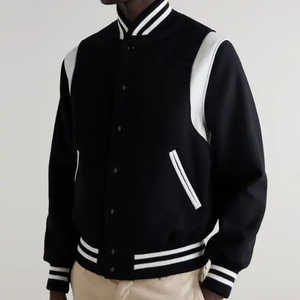 แจ็คเก็ตวาร์ซิตี้แบบสั่งทำคุณภาพสูง เคลือบผิวอย่างดี ตัวเสื้อทำจากผ้าขนสัตว์ คอตั้ง สวมใส่ในฤดูหนาว แจ็คเก็ตผู้ชายทันสมัย - Product Image 2