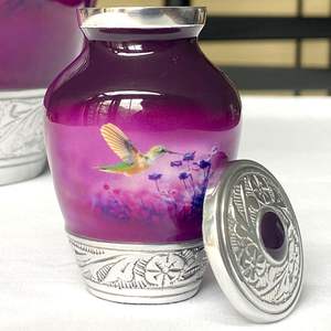 Handcrafted Purple Metal <b>Keepsake</b> Urn Custom Size Memorial Decorative <b>Ashes</b> Vase <b>for</b> Adults <b>for</b> Women Men's Funeral Memorial - Product Image 5