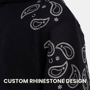Pull-over à capuche avec logo en strass personnalisé Streetwear en molleton de coton épais Sweats à capuche surdimensionnés pour hommes fournisseur en gros OEM - Product Image 2