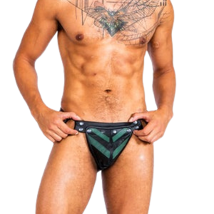 Shorts Vulcan Cage en similicuir noir, style harnais fétiche - Product Image 5