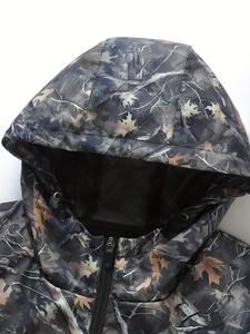 Sudadera con capucha y cremallera de camuflaje personalizada para hombre, nueva moda informal, ropa de gimnasio de invierno con rayas laterales, patrón sólido, cuello con capucha - Product Image 5