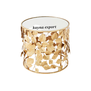 Mesa auxiliar de hierro forjado nórdico hecha a medida, comedor al aire libre de Metal dorado y cristal negro para apartamento, hogar, oficina, muebles de sala de estar - Product Image 3