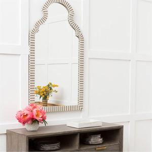 Miroir mural moderne de luxe en résine et bois incrusté d'os Décoration de salle de bain avec installation directe du fabricant - Product Image 3