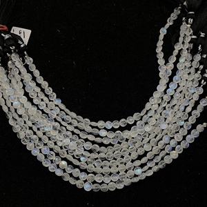 Wholesale Rainbow Moonstone Faceted Coin Shape Briolette Beads White Stone Beads - Product Image 3