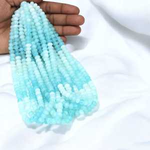 Sky <b>Blue</b> Shaded Candy <b>Opal</b> Smooth Rondelle Loose Gemstone Strand 7mm to 10mm for Jewelry Making Wholesale From India - Product Image 6