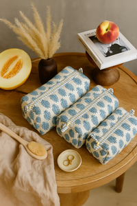 กระเป๋าเครื่องสำอางผ้าฝ้ายพิมพ์ลายใบไม้แบบมีซิป สำหรับชาวอินเดีย ใช้เป็นกระเป๋าใส่ของจุกจิกสำหรับเดินทาง - Product Image 1