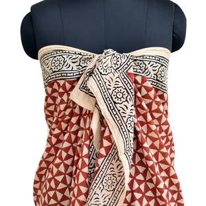 Marque de luxe bloc imprimé motif géométrique coton écharpe à la main écologique été plage couverture indien femmes paréo - Product Image 6