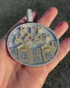 Colgante de moissanita real de corte redondo de 3,30 quilates chapado en oro blanco de 14 quilates con letra personalizada para fiestas - Product Image 5