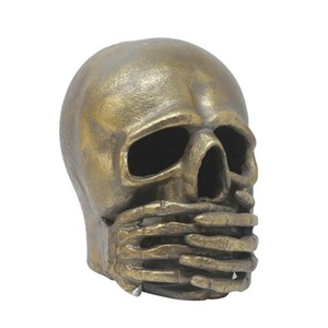 Antique Gold Floral <b>Skull</b> Contemporary Metal Statue Eco-Friendly Lightweight Tabletop Halloween & Day Dead <b>Decor</b> for Luxury Home - Product Image 3