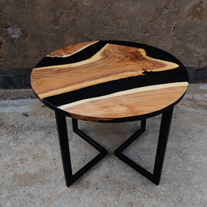 Bàn tròn sông Epoxy thanh lịch với tấm gỗ rắn và chân dây kim loại kích thước tùy chỉnh cho không gian nhỏ Nhà hàng biệt thự - Product Image 4