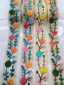 Garniture en dentelle brodée indienne pour robes et chaussures indiennes/pakistanaises en gros disponible en 6 couleurs assorties - Product Image 2