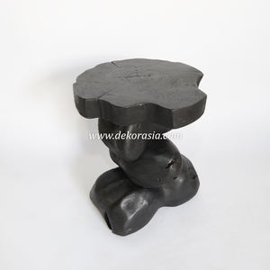 Modern Black Teak Root <b>Stacking</b> <b>Stool</b> for Home Unique Custom Wooden <b>Stool</b> for Living Room Patio or Apartment - Product Image 5