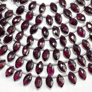 Vente en gros de perles de pierres précieuses en forme de marquise à facettes en grenat rose naturel Fournitures de perles - Product Image 2