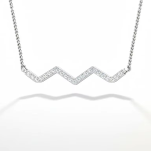 Collar de Oro de 14k de Alta Gama con Diamantes en Zigzag, Elegante Regalo de Compromiso, Aniversario o Cumpleaños para Mujer - Product Image 1