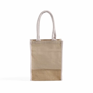 Sac fourre-tout Juco pour livres avec broderie décorative, en toile de couleur unie, doublure PVC, fermeture ouverte, portable - Product Image 1